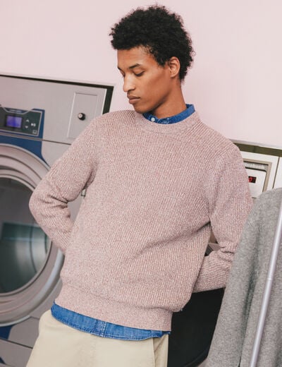 Pull manches longues marron fonc&eacute; homme