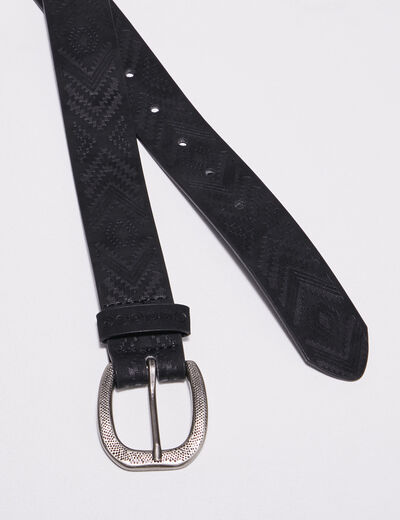 Ceinture embossée noir femme