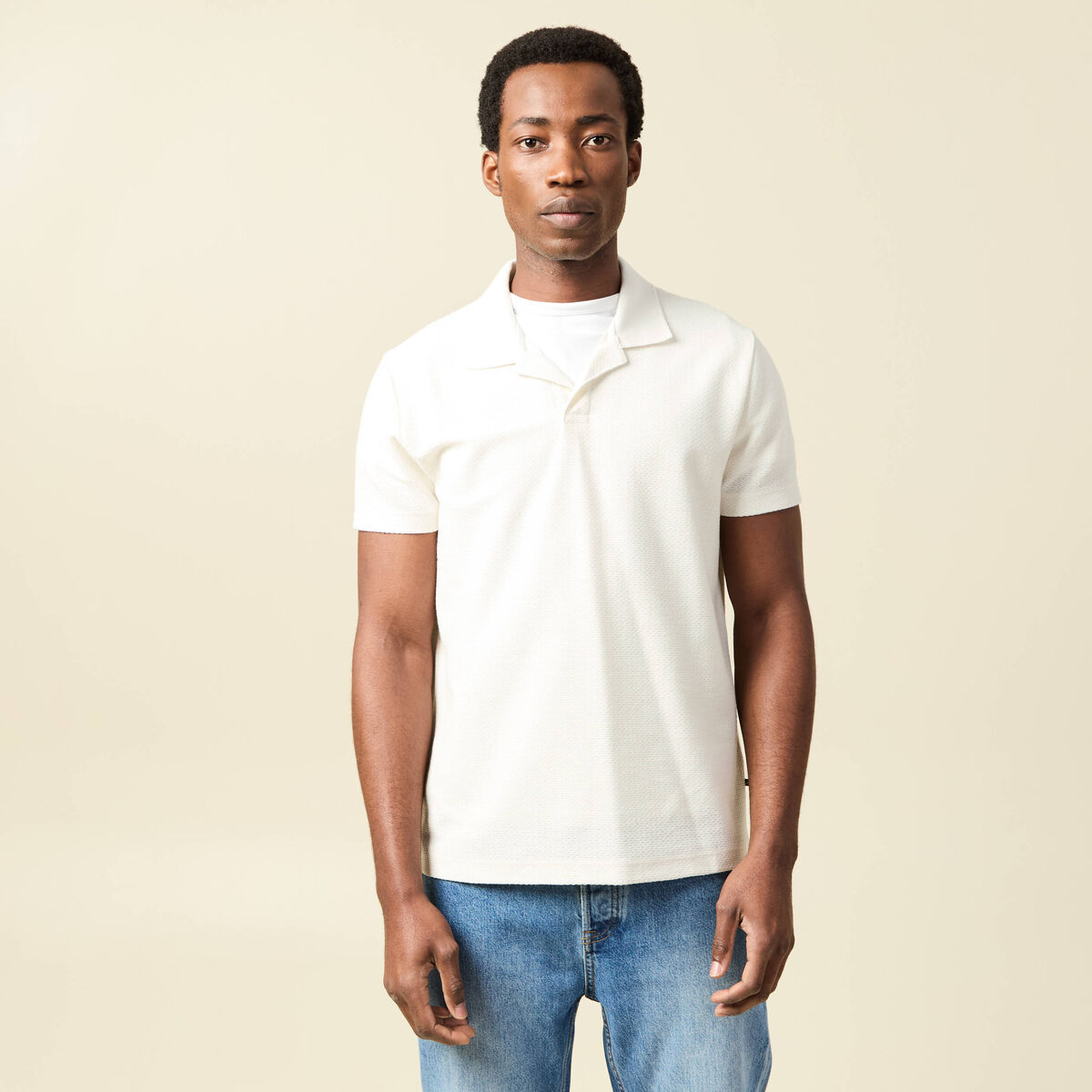 Polo manches courtes ecru homme