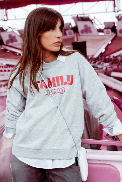 Sweat manches longues gris femme