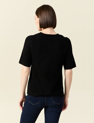 Pull manches courtes noir femme