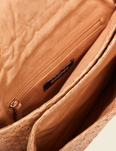 Sac pochette en paille sable femme