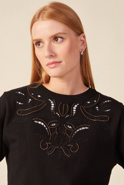 Sweat manches longues noir femme