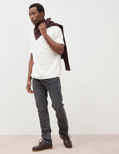 Jeans straight 5 poches denim gris homme