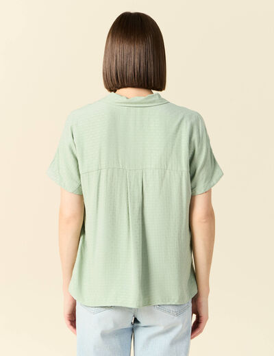 Chemise manches courtes vert olive femme