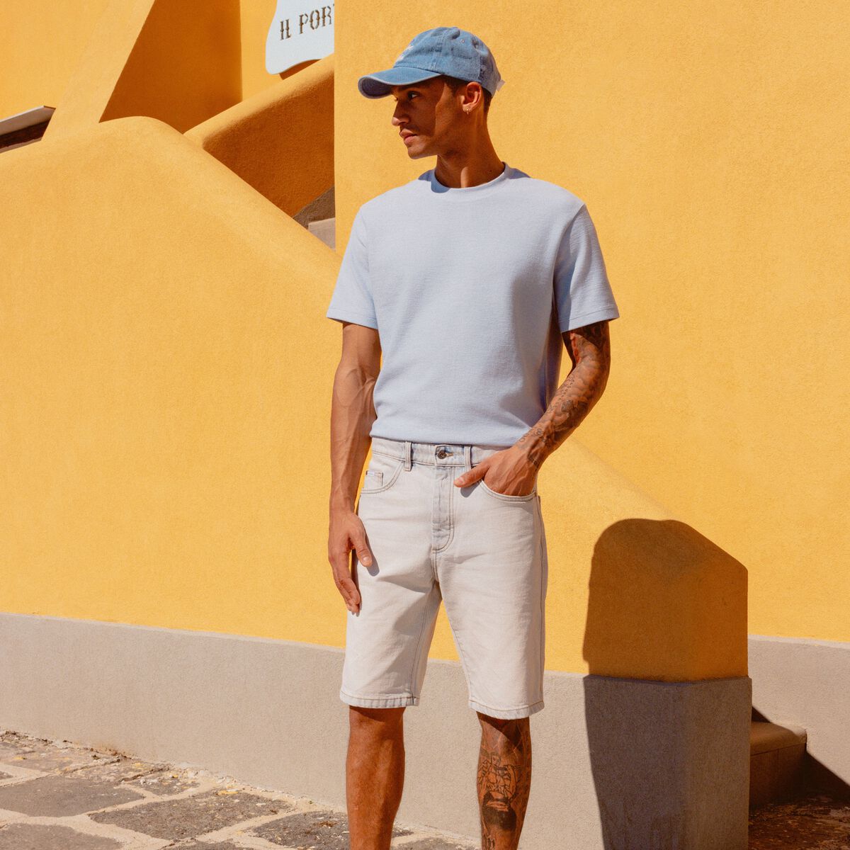 T-shirt manches courtes bleu ciel homme