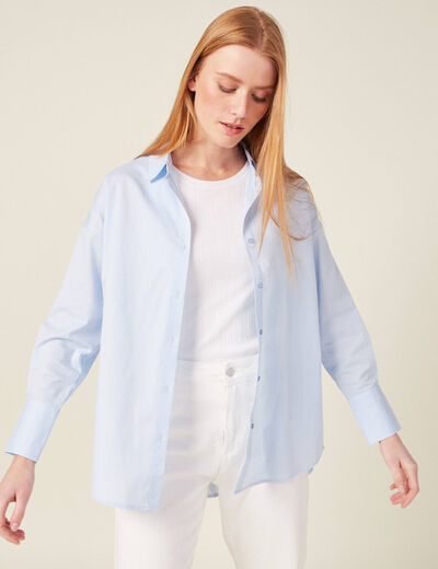 Chemise manches longues bleu ciel femme