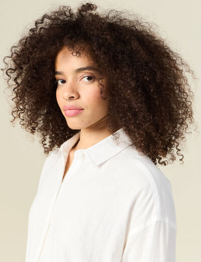 Chemise manches longues ecru femme