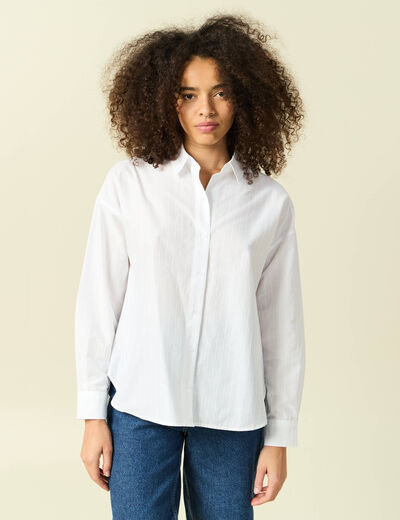 Chemise oversize en coton ecru femme