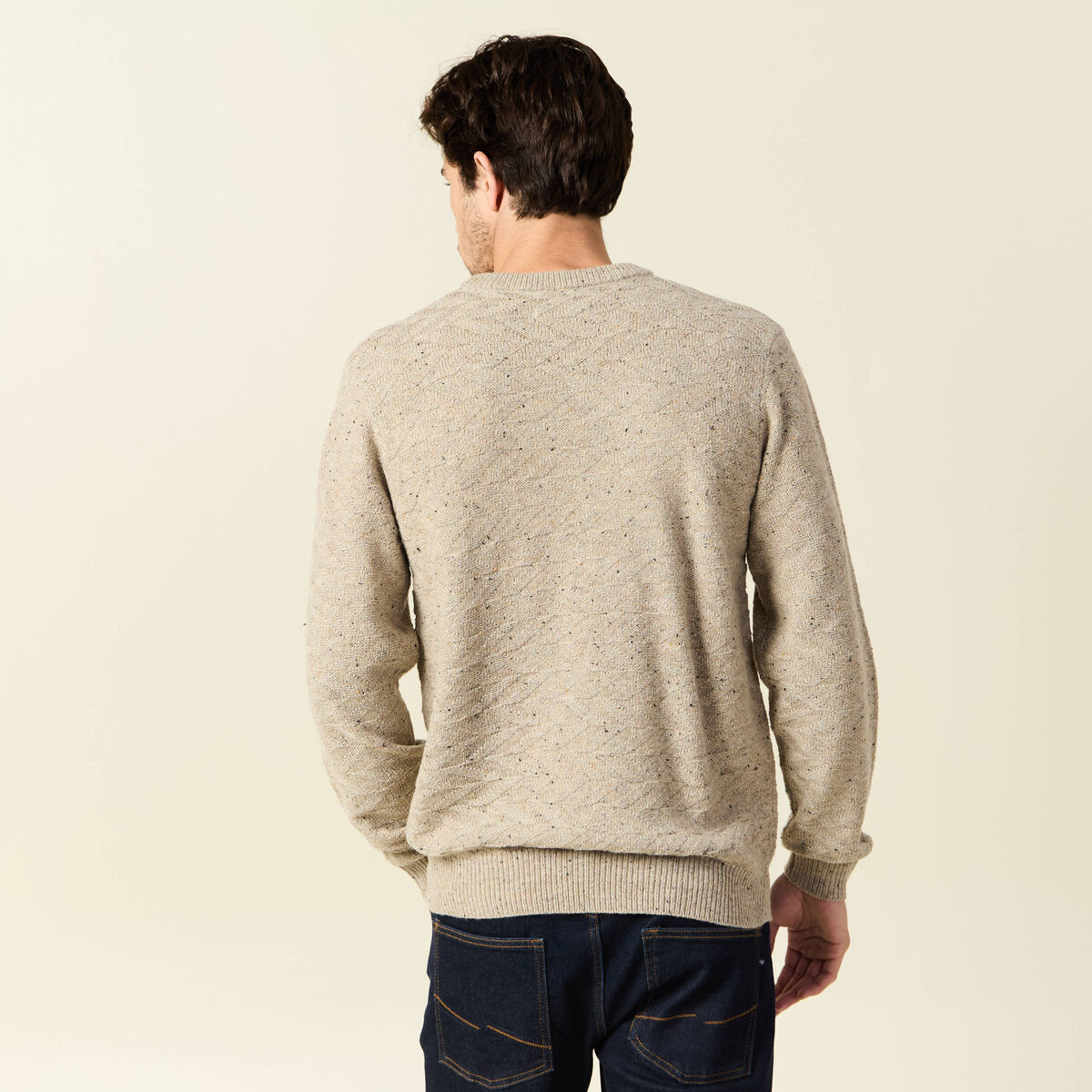 Pull manches longues beige homme
