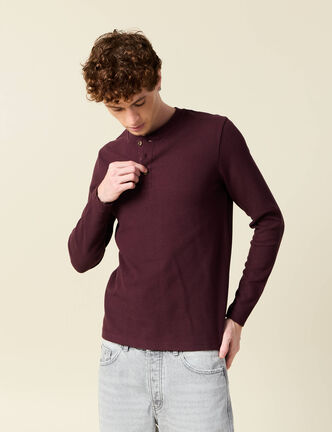 T-shirt manches longues bordeaux homme