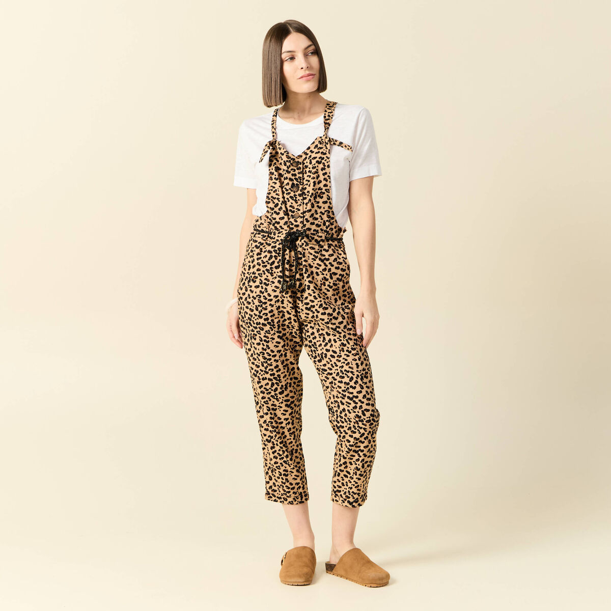 Salopette droite 7/8ème camel femme