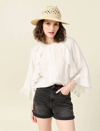Chemise manches longues ecru femme