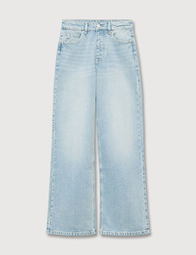 Jeans large taille haute denim baby bleu femme