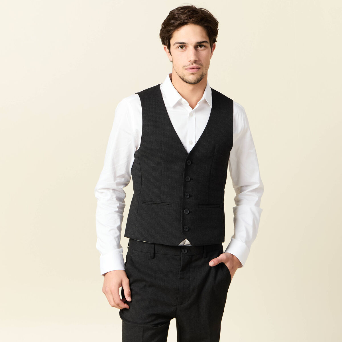 Veston sans manches noir homme