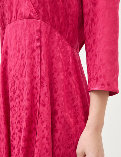 Robe &eacute;vas&eacute;e satin rose framboise femme
