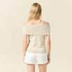 Débardeur tricot sans manches creme femme