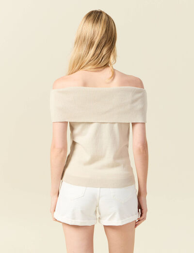 Débardeur tricot sans manches creme femme