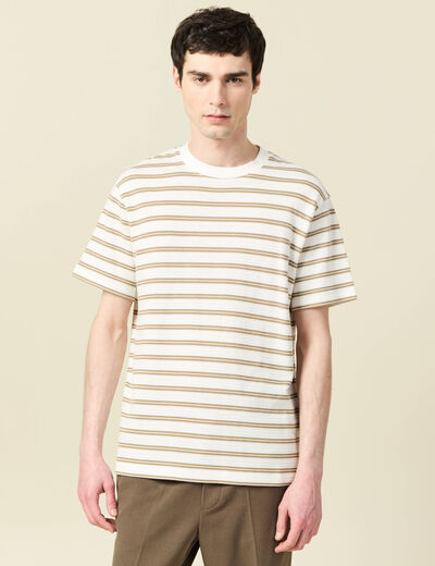 T-shirt ample en coton col rond beige fonce homme