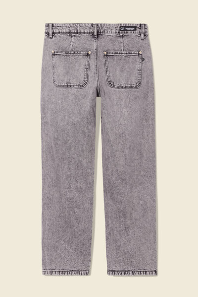 Jeans large poche charpentier denim snow gris femme