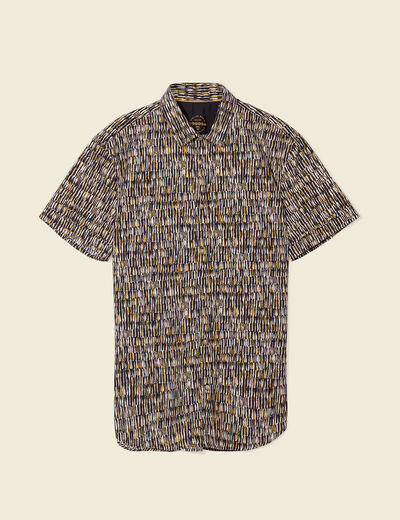 Chemise manches courtes jaune moutarde homme