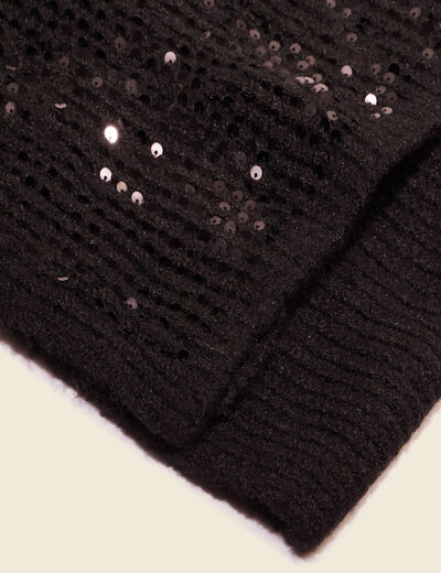 Écharpe sequins noir femme
