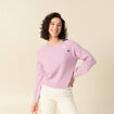 Pull manches longues col rond mauve femme