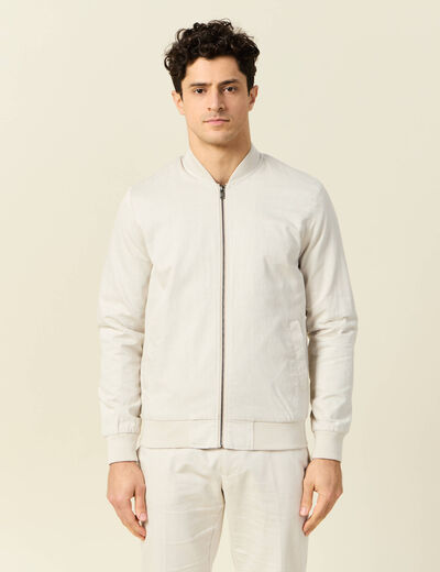 Blouson zippé col teddy sable homme