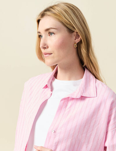 Chemise manches longues rose clair femme