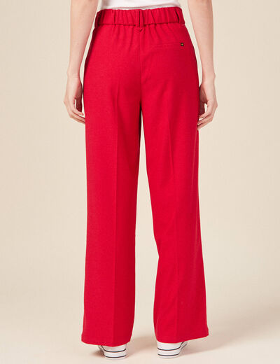 Pantalon city large à pinces rouge femme