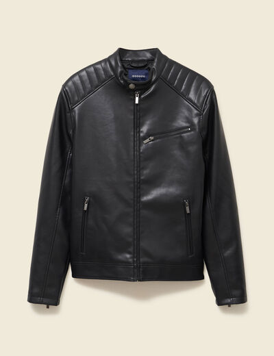 Veste manches longues col biker noir homme