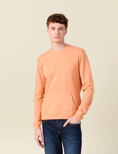 Sweat manches longues orange corail homme