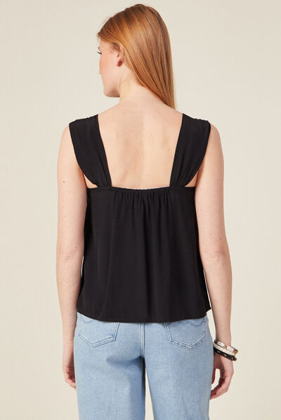 Blouse bretelles larges noir femme