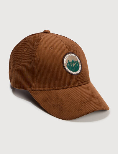 Casquette en velours de coton marron fonc&eacute; homme