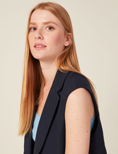Veste blazer sans manches bleu marine femme