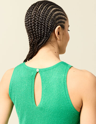 D&eacute;bardeur sans manches col rond vert femme