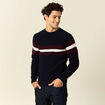 Pull manches longues fabriqu&eacute; en France bleu marine homme