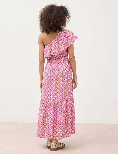 Robe one shoulder sans manches multicolore femme