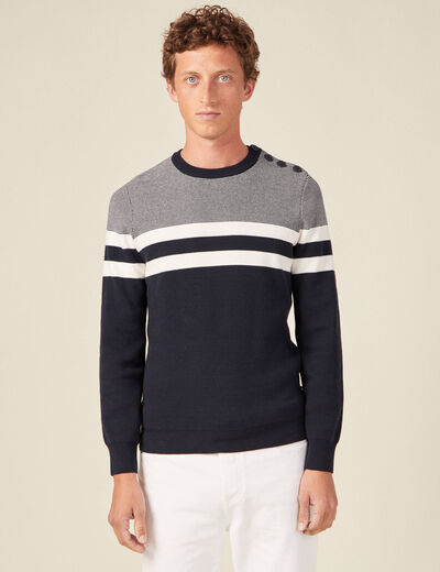 Pull manches longues bleu marine homme