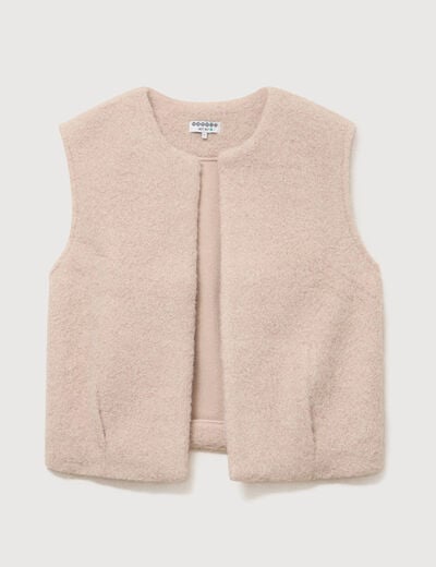 Gilet droit sans manches col rond ivoire femme