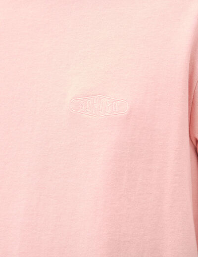 T-shirt ample en coton manches courtes rose poudr&eacute;e homme