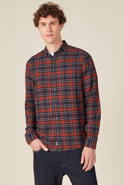 Chemise éco-responsable marron cognac homme