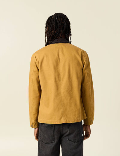 Blouson droit col velours camel homme