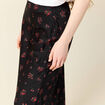 Jupe longue droite satin noir femme