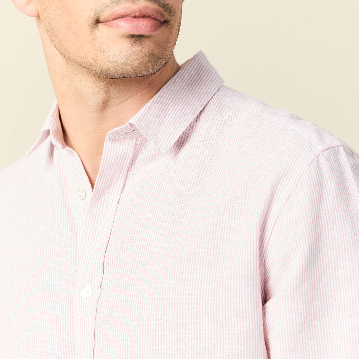Chemise manches longues vieux rose homme