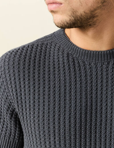Pull manches longues fabriqué en France vert foncé homme