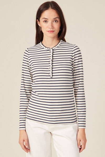 T-shirt manches longues ecru femme