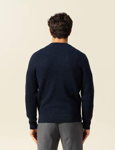 Pull col rond bleu marine homme