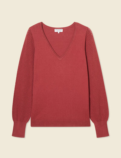 Pull manches longues vieux rose femme