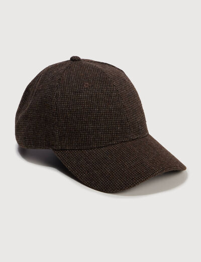Casquette tweed avec doublure marron fonc&eacute; homme